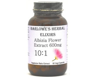 Albizia Flower 10:1 Extract | 600mg | 60 Veggie Capusles | Stearate Free | Glass Bottle | Highest Quality & Potency.