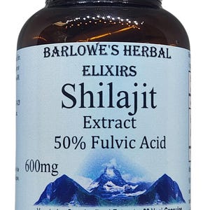 Shilajit Extract 50% Fulvic Acid, Vegi-Caps, Stearate Free, Glass Bottle! Highest Quality & Potency. BarlowesHerbalElixirs