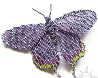 MOTH II - beadwoven lavender peyote brooch with toho seeds; unique handmade, original, handmade jewelry, handmade gift, butterfly brooch