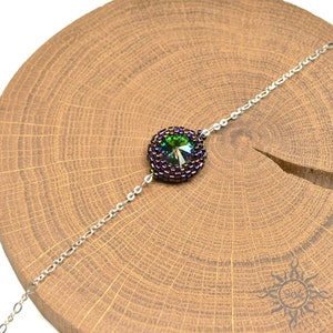 ELECTRA - purple rainbow beadwoven bracelet with Swarovski crystal; beadwork, unique, elegant, handcrafted, geometric, summer jewelry