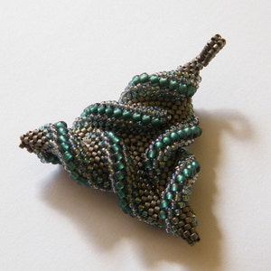 Senovinis - old silver green celtic beaded pendant with toho seeds; unique handmade, original, handmade jewelry, handmade gift