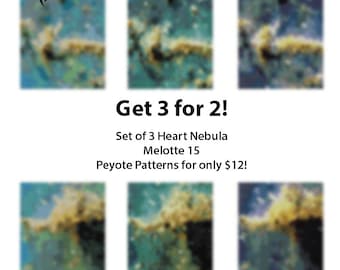 Herznebel II Melotte 15; sogar perlengewebtes Armbandmuster aus Peyote-Manschette; Tutorial, PDF-Datei; Verkauf; 3 für 2; Galaxis