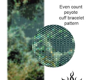 Crab Nebula II - even peyote cuff beaded bracelet pattern; tutorial, pdf file