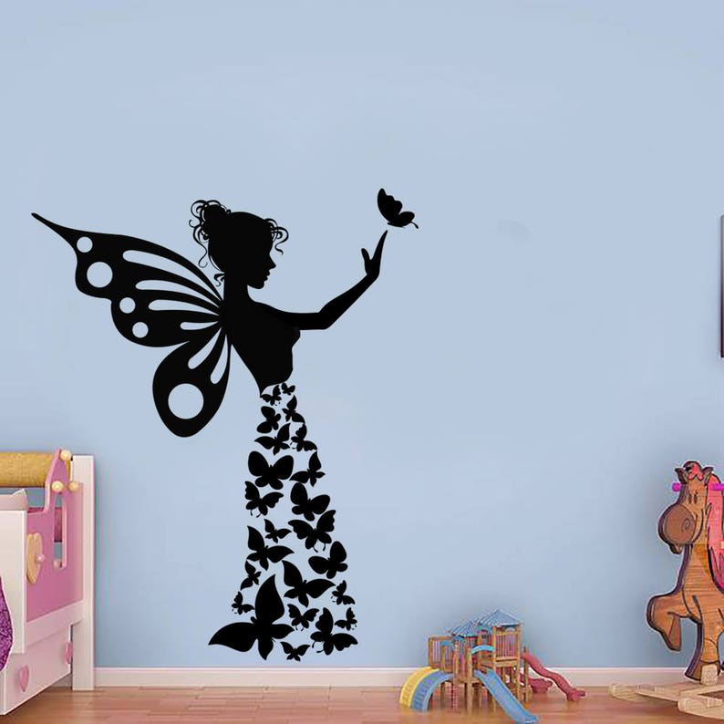 butterfly girl handmade sticker butterflies wall sticker | etsy