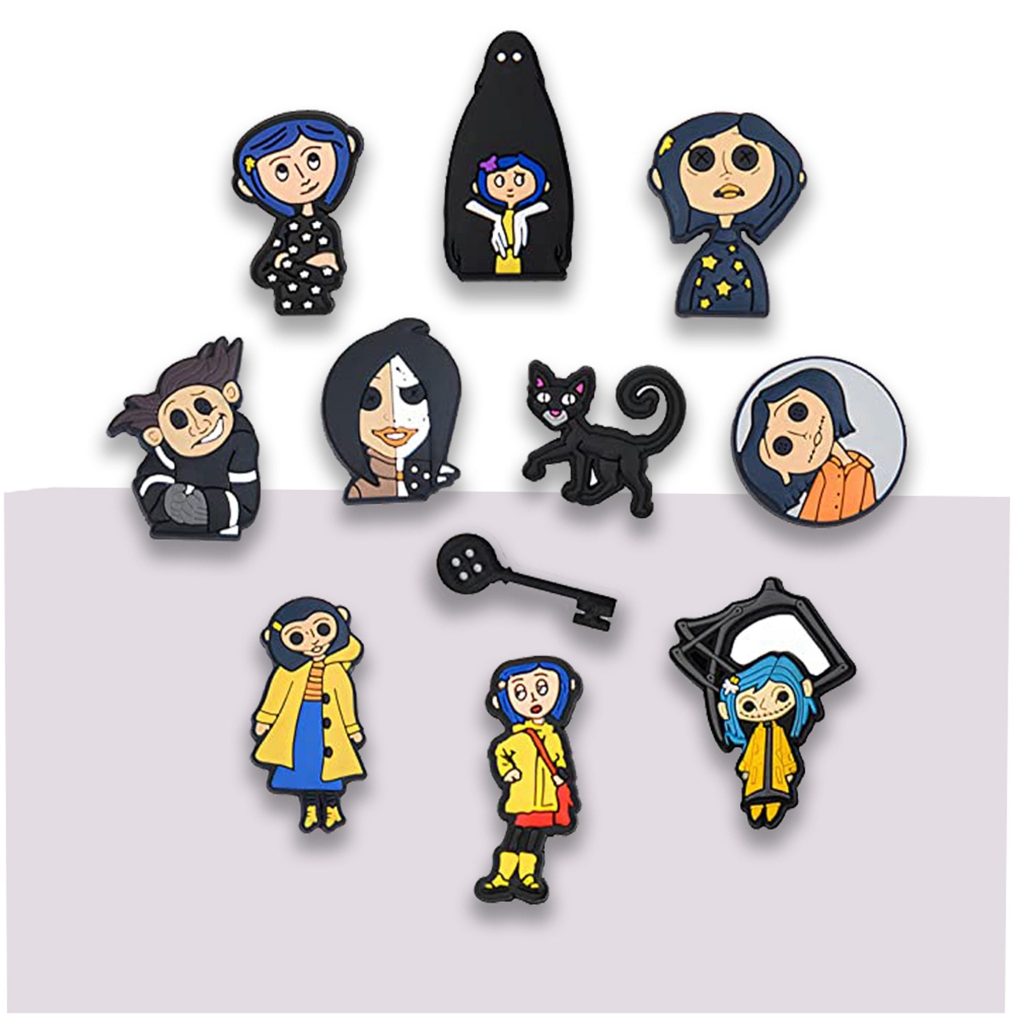 Full set Halloween Coraline girl in yellow rain coat 3pc set Jewellery Brooches Pins & Clips Clothing & Shoe Clips Shoe Clips 