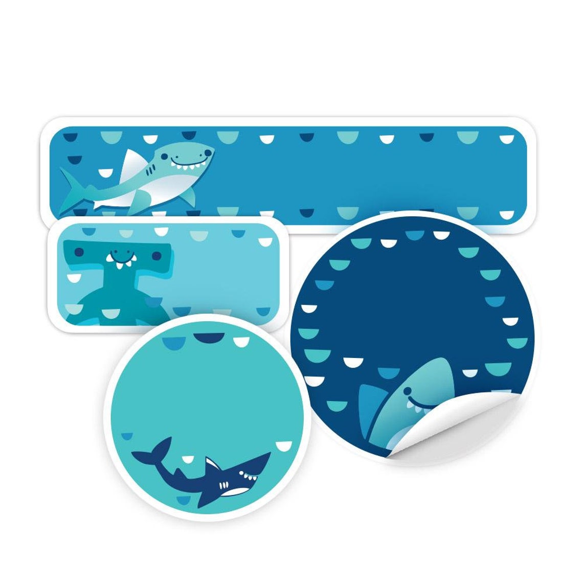 Shark Personalized Name Labels for Daycare or School 72 Pack Etsy