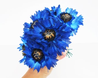 10 Blue Cornflowers Bluebottle Silk Anemones Bouquet Artificial Silk Flowers Bouquets blue blossoms Simulation Flower Home Party Decoration