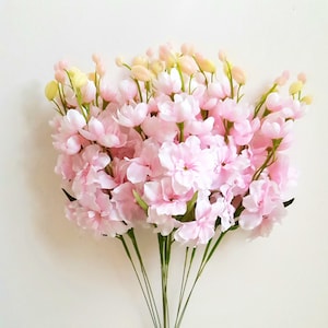 11 Soft Pink Delphinium Branches, Delphinium Spray Sprays, Artificial Flowers, Silk Delphiniums, Flower Bouquet Delphiniums Bush Faux Fabric