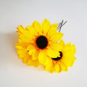 5 Artificial Sunflowers Silk Flowers Big Yellow Sunflowers 6&quot; Floral Hair Accessories Flower Supplies Faux Fake Autumn Flowers