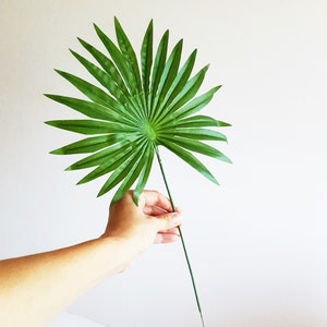 1 Artificial Palm Leaf, Tropical Palm leaf stem, Fabric Leaves, Fake Faux Greenery, Silk Leaves, Floral Supply, Artificial Filler