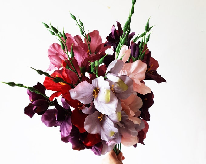 10 Colorful Gladiola Bouquet Silk Gladiolus Artificial Etsy