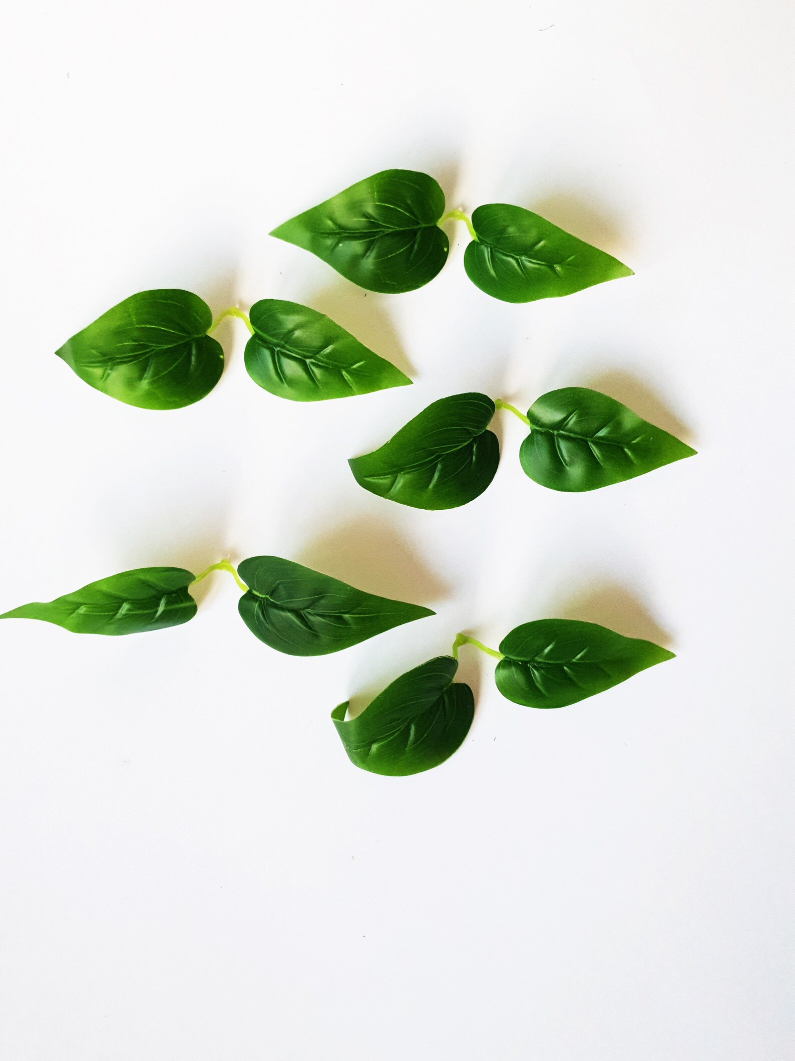 50 Plastic Double Leaf Artificial Green Leaves Wreath Etsy