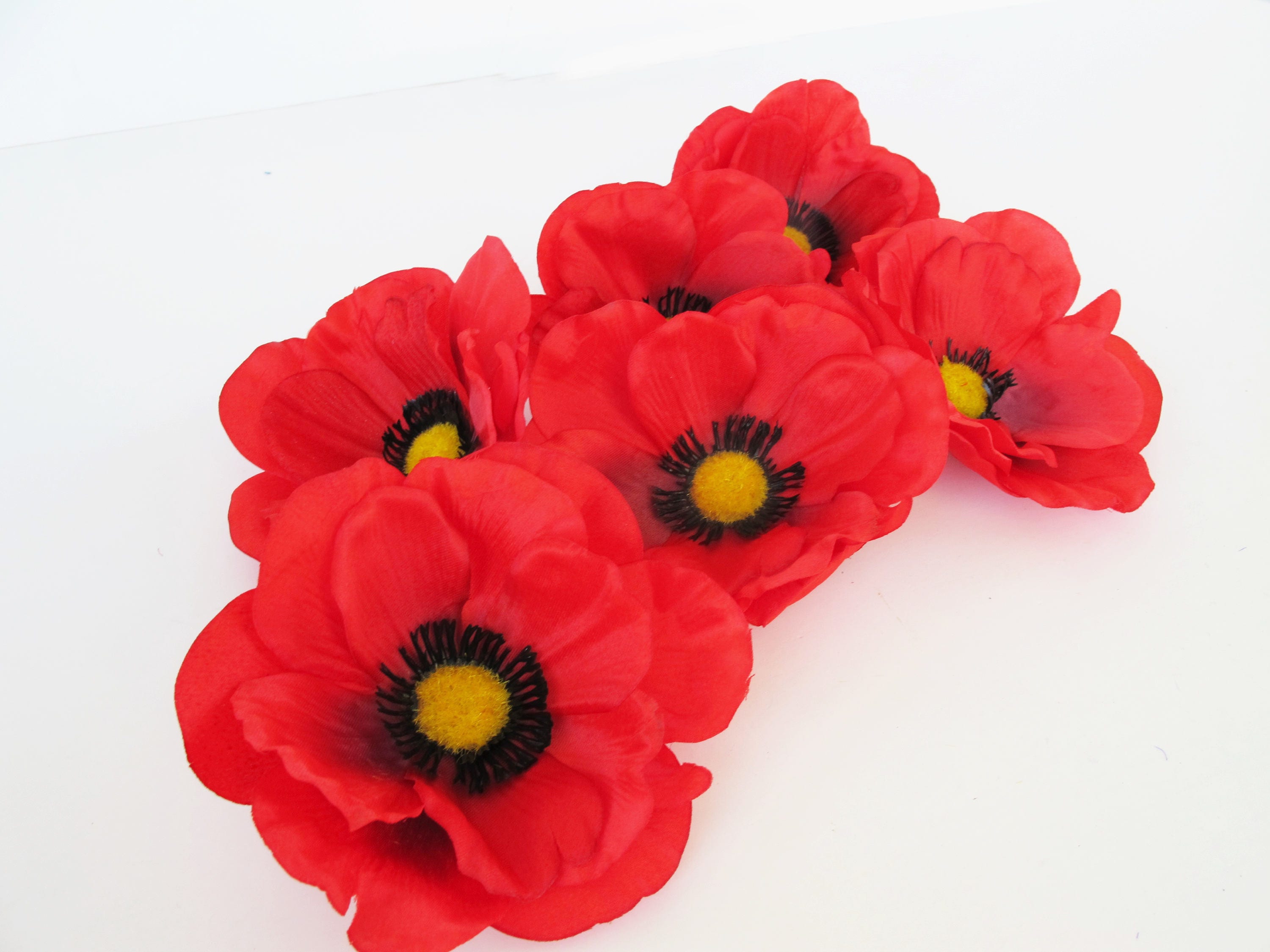 24 Big Red Poppies Silk Artificial Flowers Silk Poppy Etsy