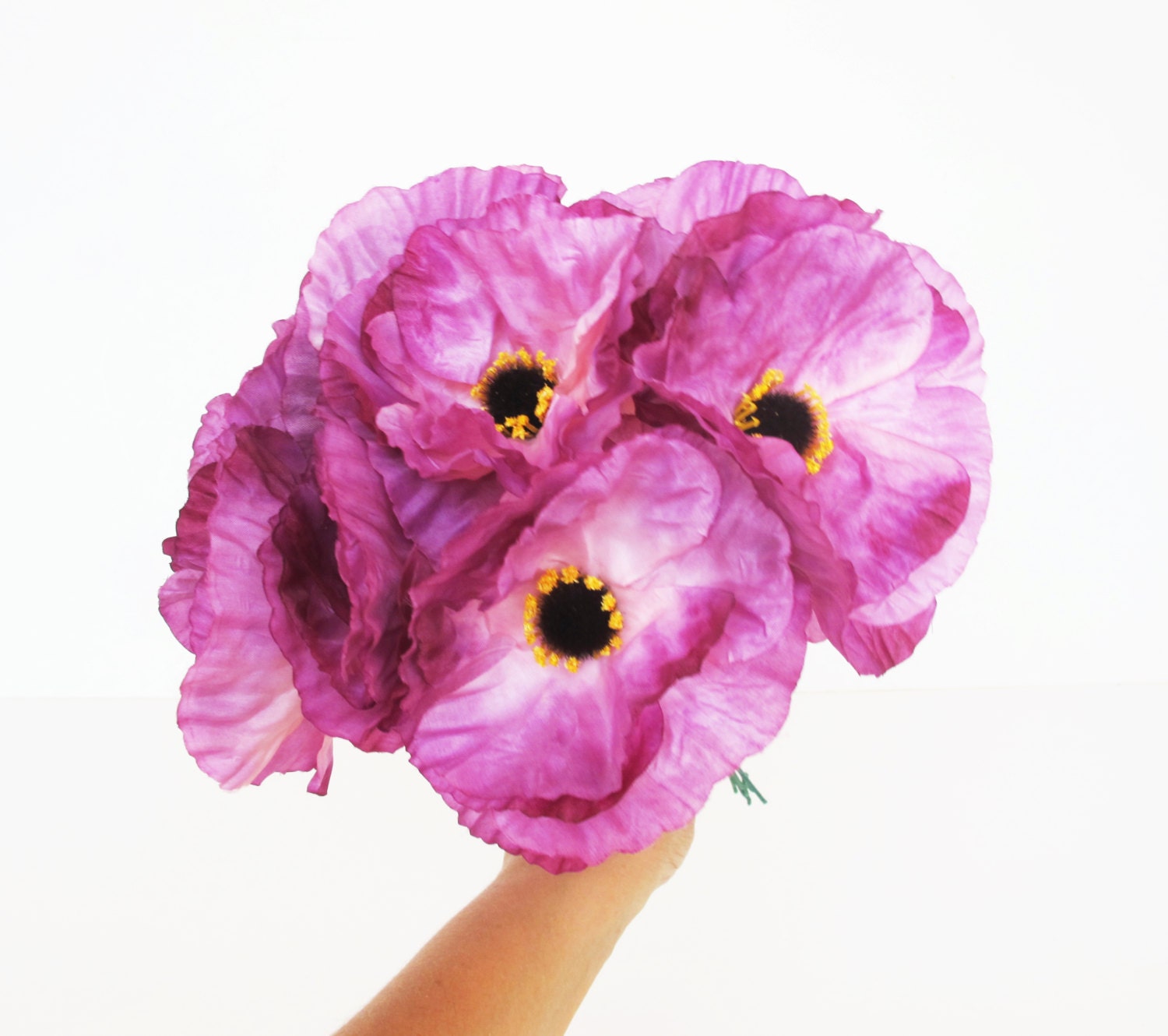 10 Silk Poppies Purple Artificial Flowers Silk Poppy 4.7 Etsy
