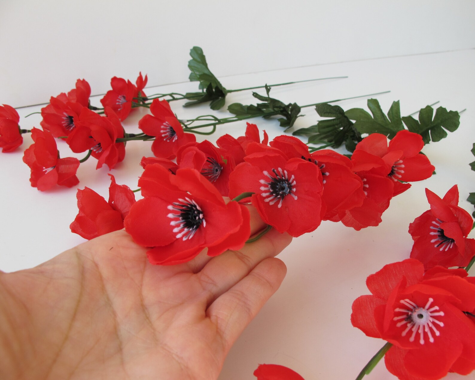 GRAND SALE 25 Poppies Artificial Flowers Silk Poppy Branches Etsy