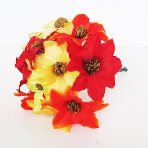 12 Clematis Colorful Bouquet Silk Purple Green Red Orange Artificial Flowers 5&quot; Floral Supply Supplies Faux Fake Stems Wedding Flowers