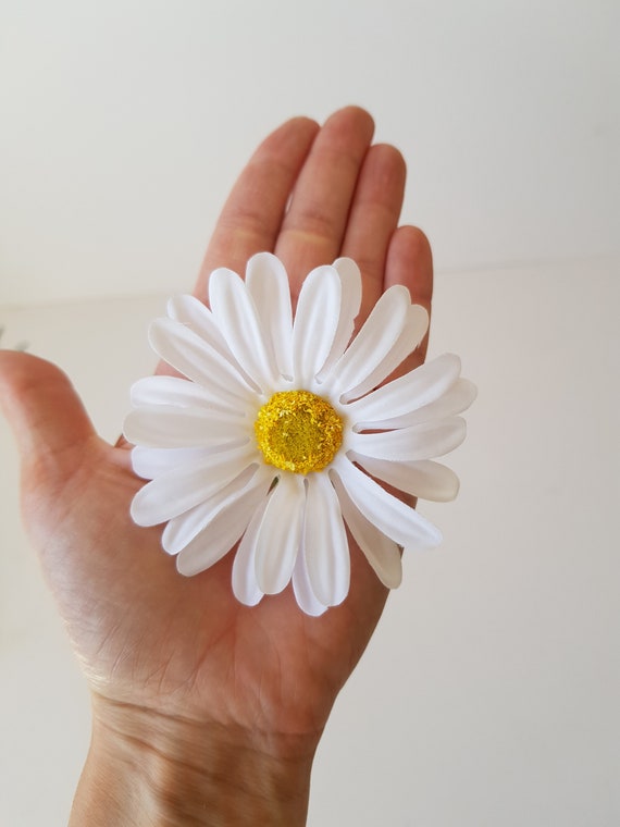 10 White Daisies Silk Flower Heads Artificial Daisy 3.15 Floral Supply Hair  Accessories Wild Flower Supplies Simulation DIY Bouquet 