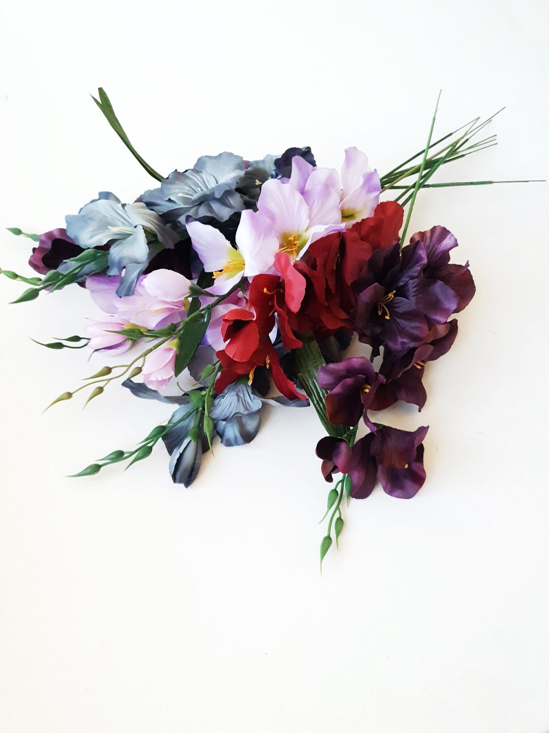 9 Colorful Gladiola Bouquet, Silk Gladiolus Artificial Flowers Gladiola