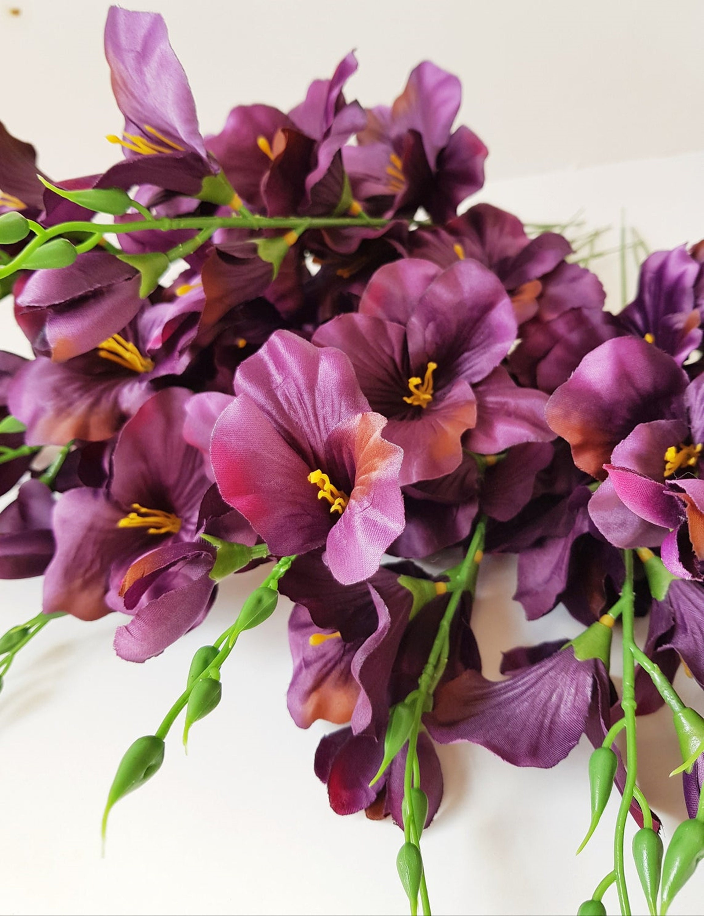 10 Purple Silk Gladiolus Artificial Flowers Gladiola Branches Etsy