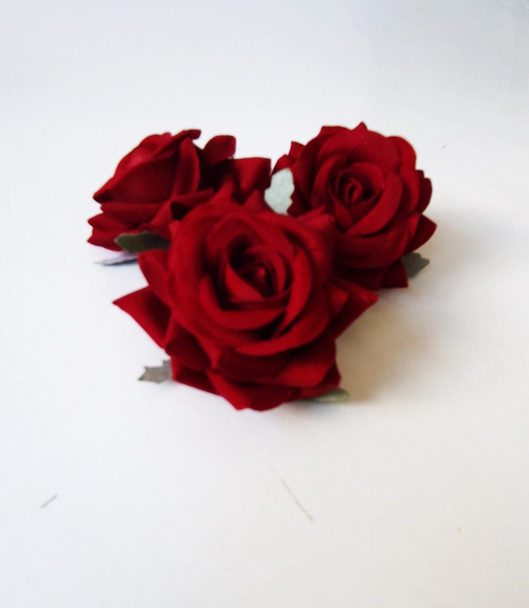 5 Mini Dark Red Color Velour Velvet Rose Heads, Silk Burgundy ...
