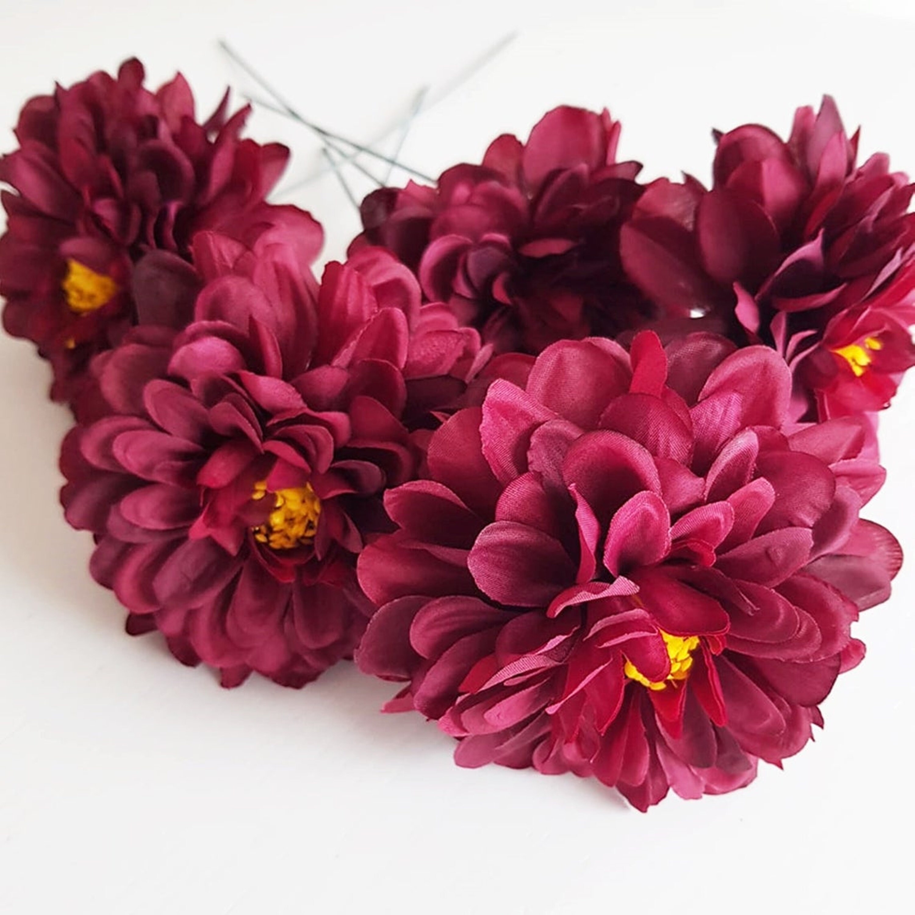 11 Silk Dahlias Flowers Artificial Chrysanthemums Flowers With Etsy