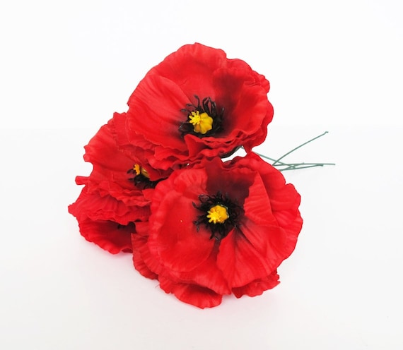 LPAYOK - 20 pezzi di fiori artificiali di papavero in poliuretano sintetico, fiori rossi, centrotavola per tavolo da pranzo, mini bouquet di papaveri finti per matrimoni