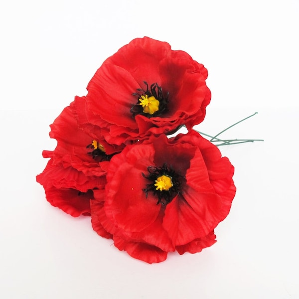 10 coquelicots rouges fleurs artificielles en tissu de soie coquelicot 4,3 pouces fleurs mariage anémones fournitures fausse anémone