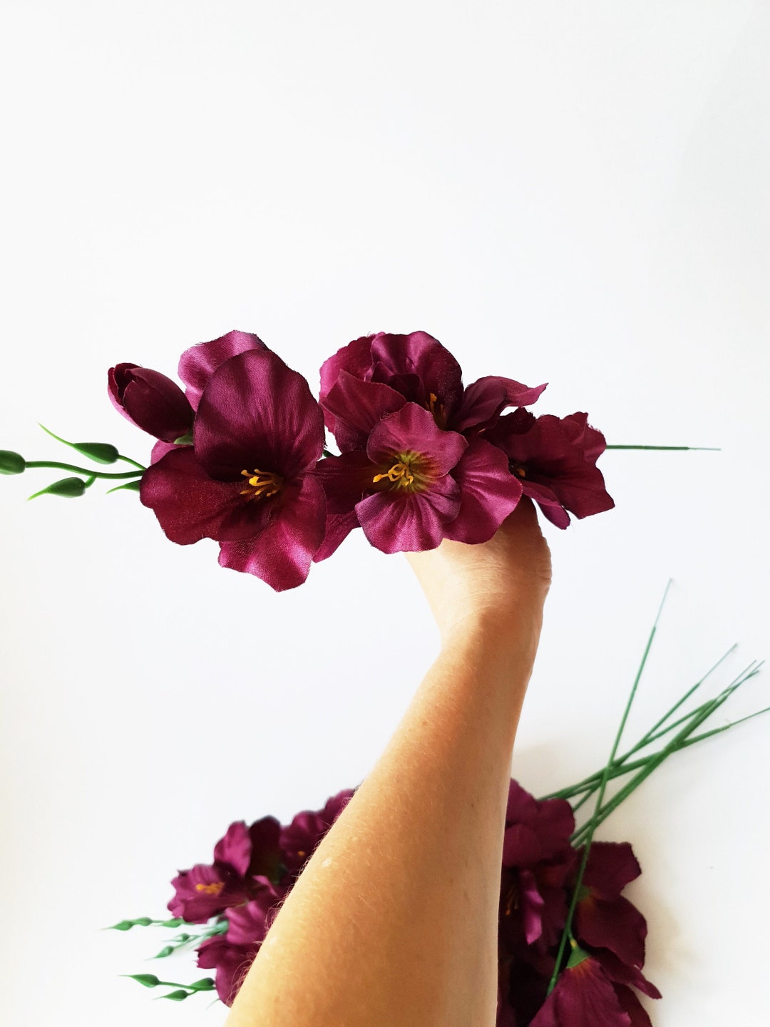 1 Purple Silk Gladiolus Artificial Flowers Gladiola Branches Etsy