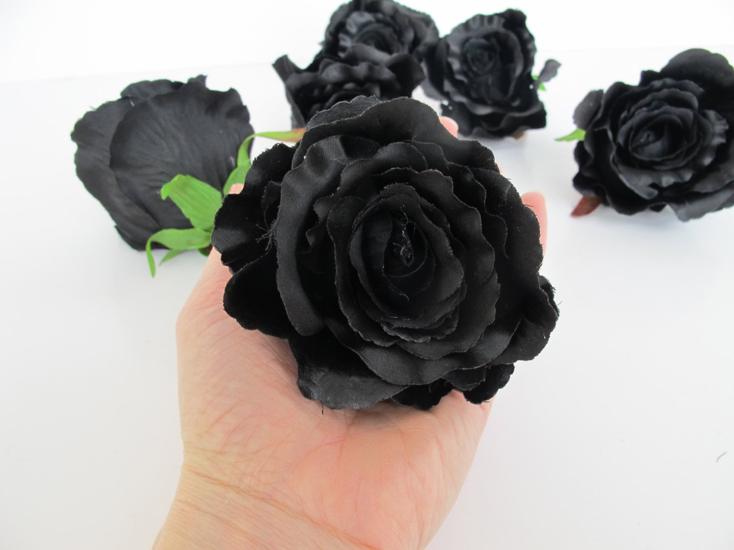 10 Black Silk Roses Artificial Silk Flowers Elegant Rose Etsy