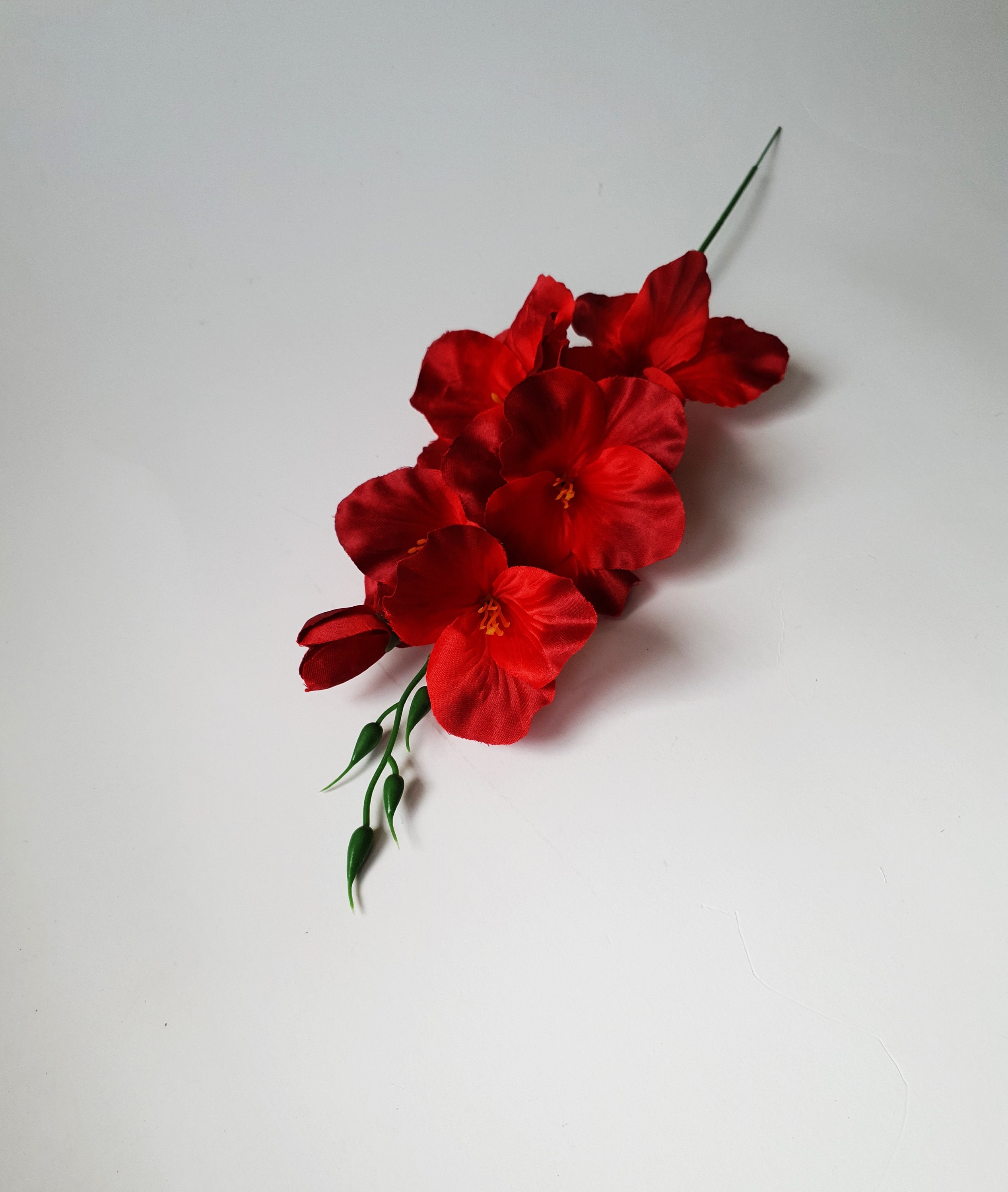 10 Red Silk Gladiolus Artificial Flowers Gladiola Branches Etsy