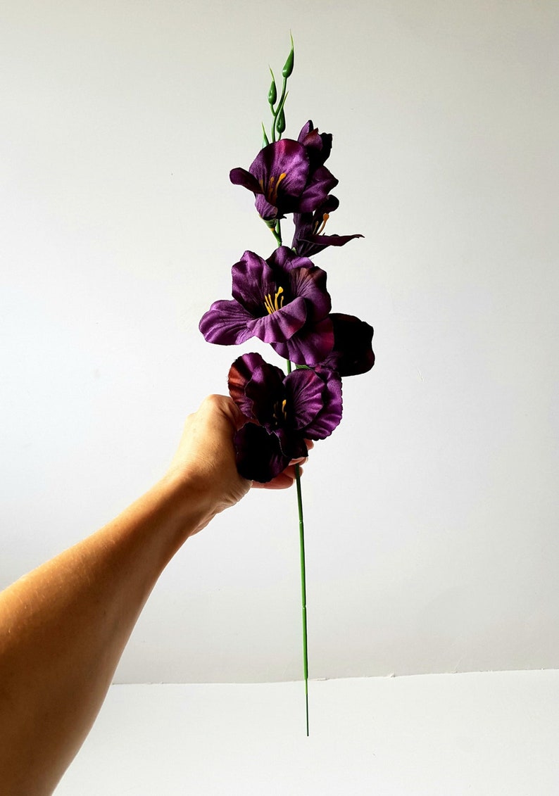 10 Purple Silk Gladiolus Artificial Flowers Gladiola Branches Etsy
