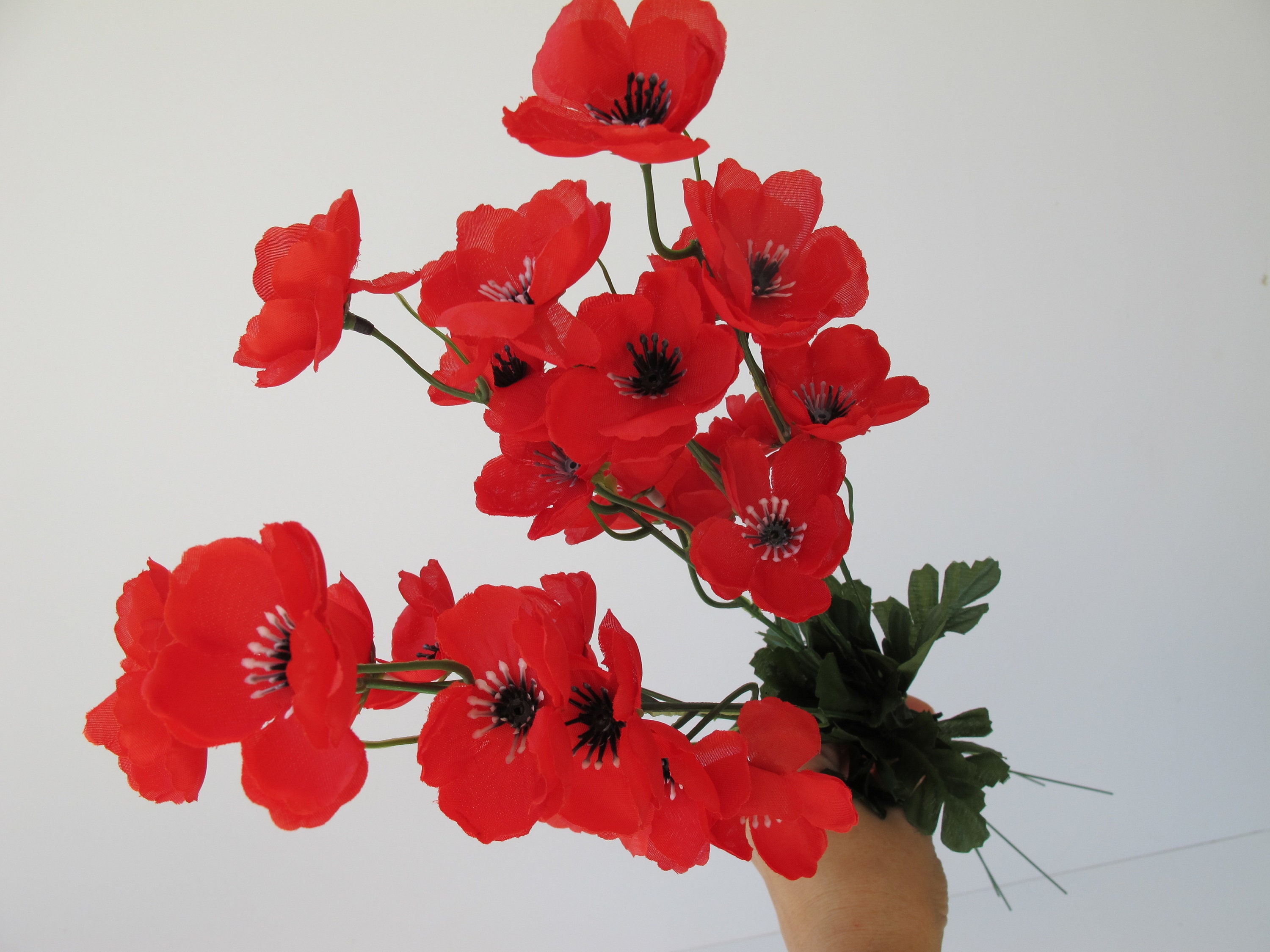 GRAND SALE 25 Poppies Artificial Flowers Silk Poppy Branches Etsy