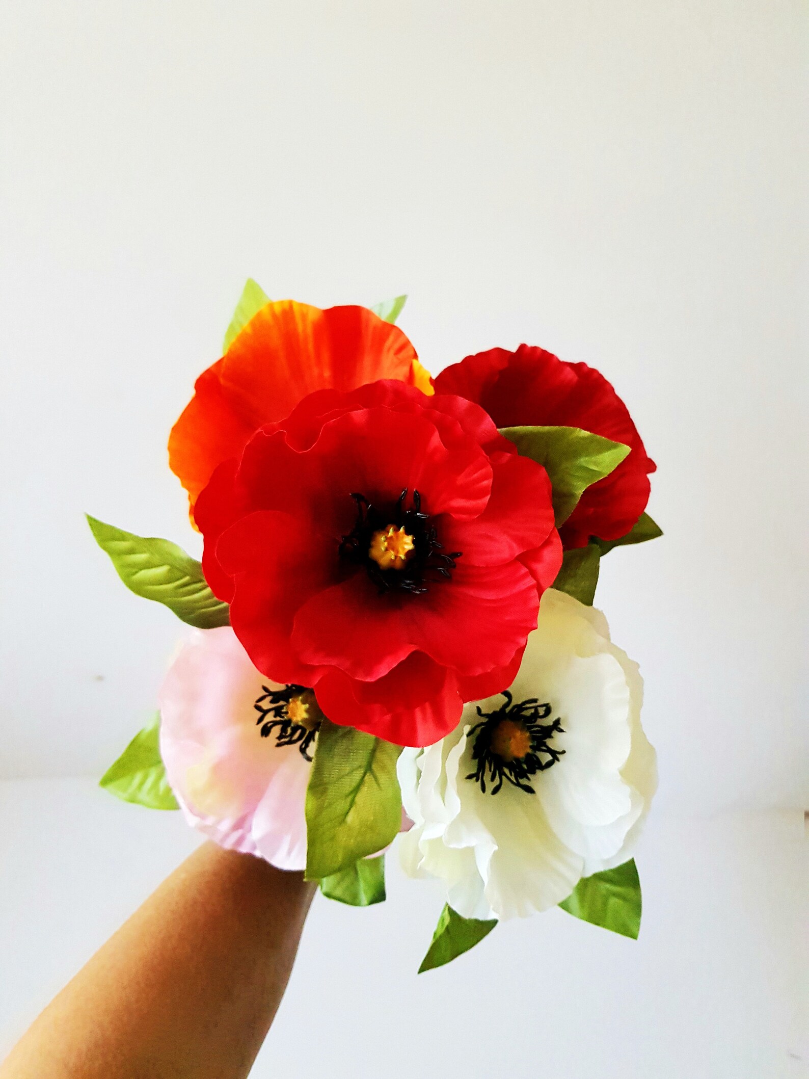 Colorful Poppy Bouquet Artificial Silk Poppy Anemones Bunch Etsy