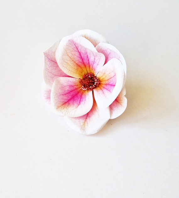 1 Magnolienblte - Latex knstliche Blume, sehr gro wei rosa 13,5 cm  Floral Haarschmuck, Zubehr, Faux Fake, realistisch, Luxus - Etsy.de