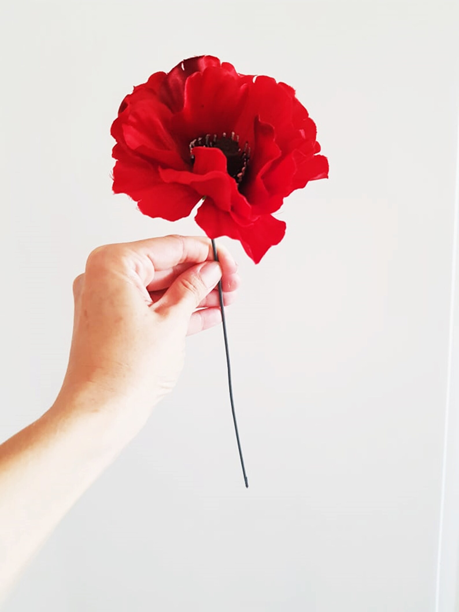 24 Red Poppies Artificial Flowers Silk Dark Red Poppy 4 Etsy