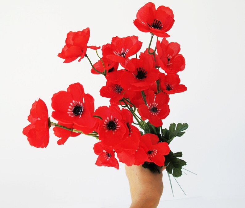 GRAND SALE 25 Poppies Artificial Flowers Silk Poppy Branches Etsy