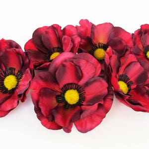 EXTRA SALE -20% Dunkelrot 10 Mohnblumen 4,5 &quot;Seiden-Kunstblumen Seidenmohnblume Blumen-DIY Hochzeit Anemones Lieferungen Gefälschte Anemone
