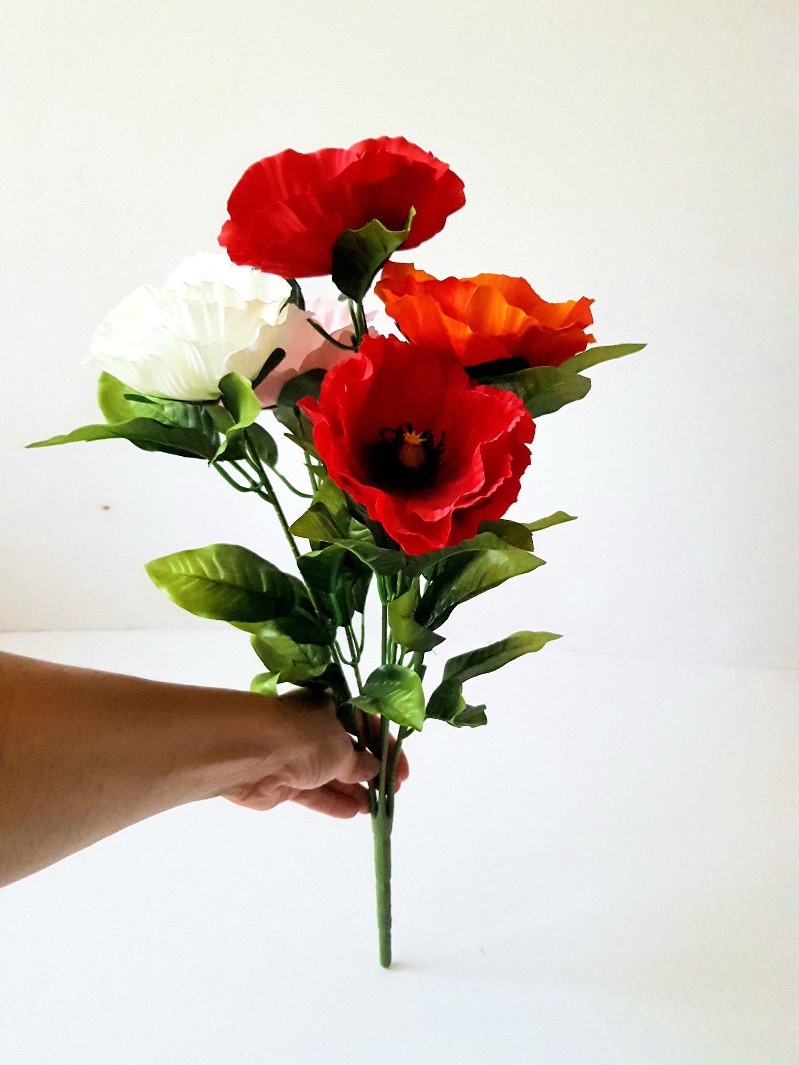 Colorful poppy bouquet artificial silk poppy anemones bunch  etsy uk