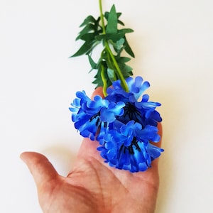 1 Light Soft Blue Cornflower Branch, Artificial Flowers Silk Cornflowers Branch Wild Flowers Bush Blue Green Floral Accessory Faux Fabric