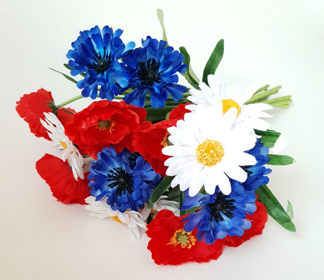 10 Americana Patriotic Bouquet, Red White and Blue Flowers, Birthday ...