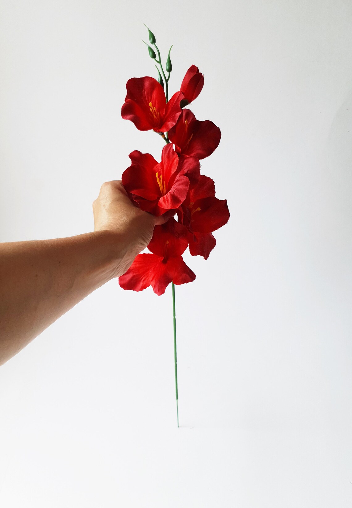 10 Red Silk Gladiolus Artificial Flowers Gladiola Branches Etsy