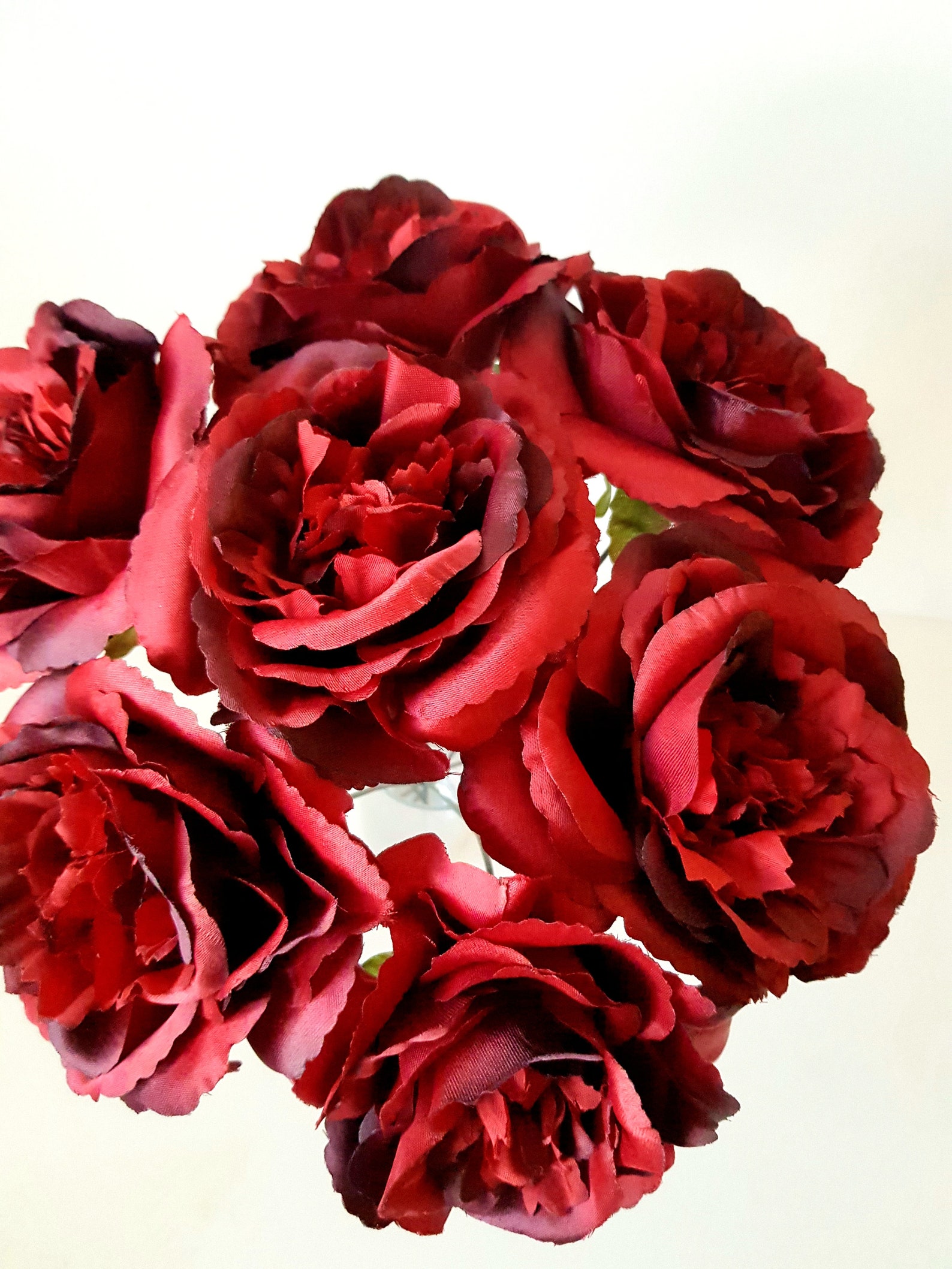 10 Burgundy Silk Roses Artificial Flowers Mini Peonies Etsy UK