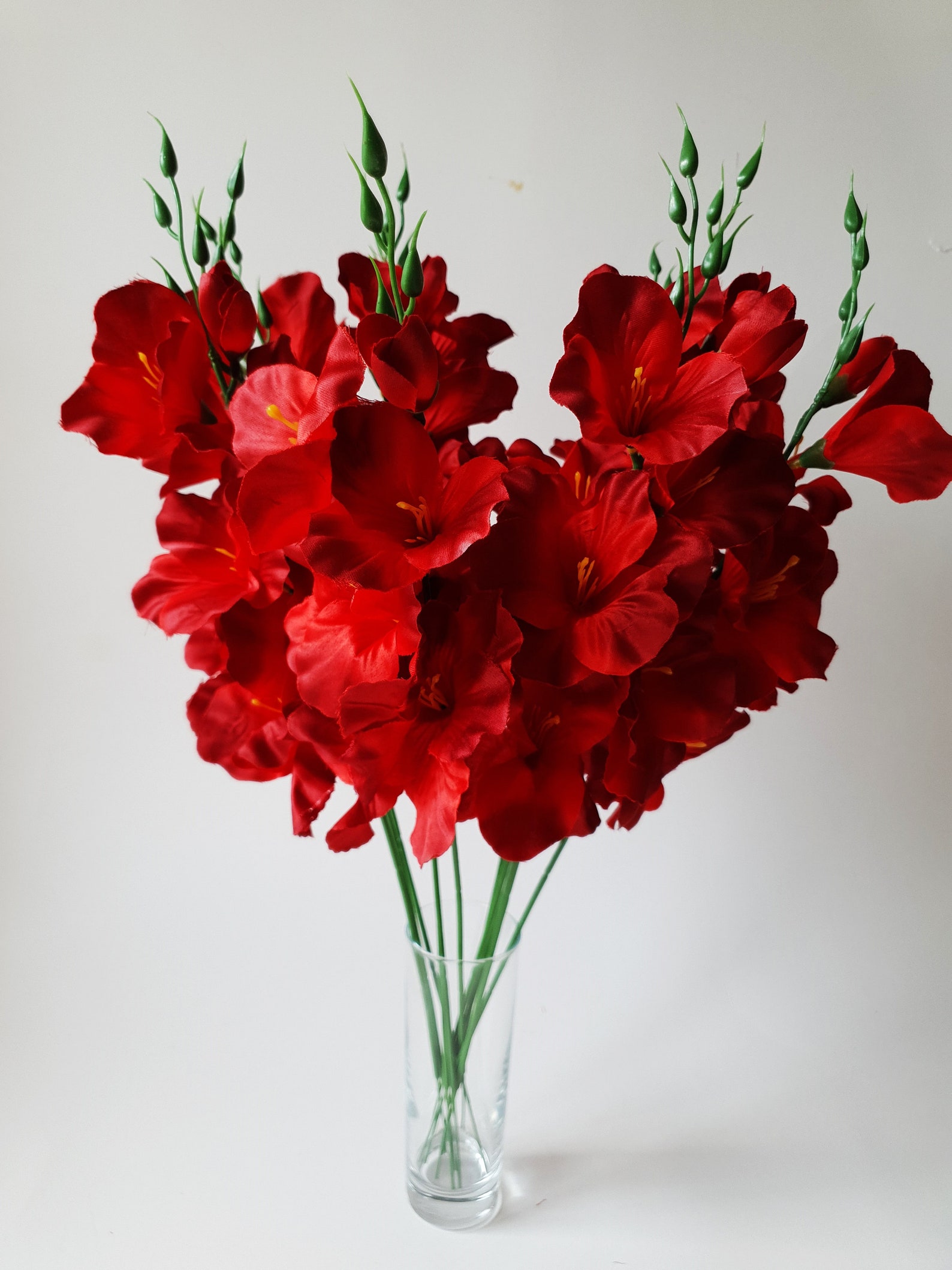 10 Red Silk Gladiolus Artificial Flowers Gladiola Branches Etsy
