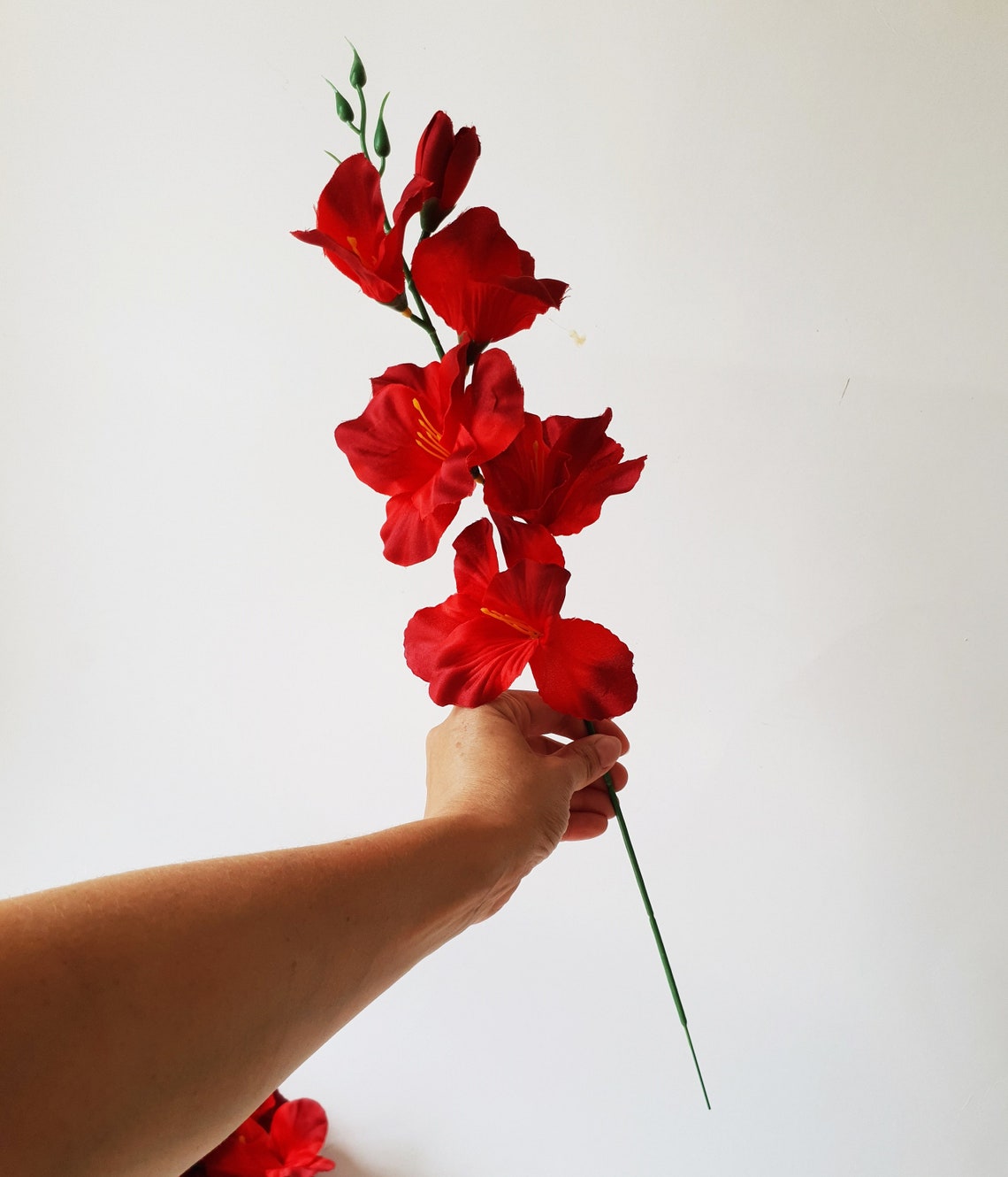 10 Red Silk Gladiolus Artificial Flowers Gladiola Branches Etsy