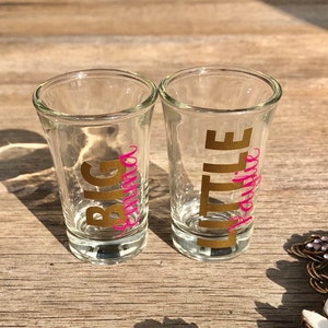 2 Personalized Big Little Shot Glasses SET OF 2-Sorority Shot Glasses-Sorority Girls-Big Little Gift-Monogram Sorority Gift- College Gift