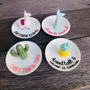 Unique Ring Dish- Funny Ring Dish- Bridal Shower Gift - Sorority Gift- Cactus- Pinapple-Llama-Mermaid- Trinket Dish