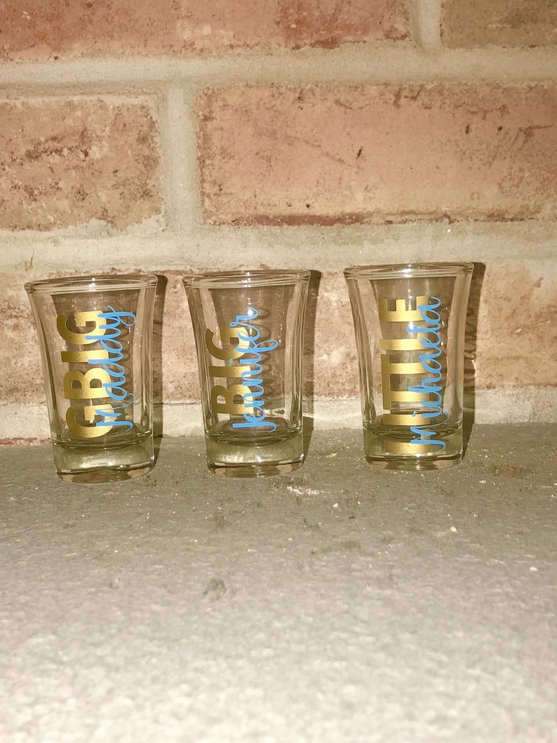3 Personalized Big Little Shot Glasses SET OF 3Sorority Shot Etsy