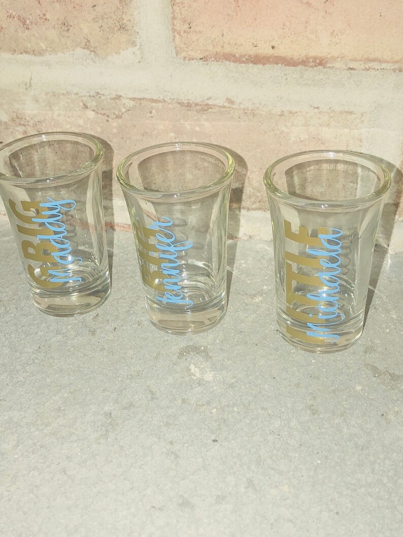 3 Personalized Big Little Shot Glasses SET OF 3Sorority Shot Etsy