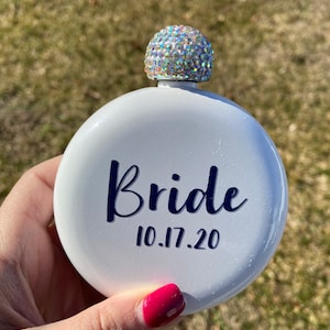 Personalized Bling Flask- Crystal Flask- Rhinestone- Fancy-Bride Gift- Bridesmaid Proposal- Proposal Gift- Bridal Party Gift- Sorority Gift