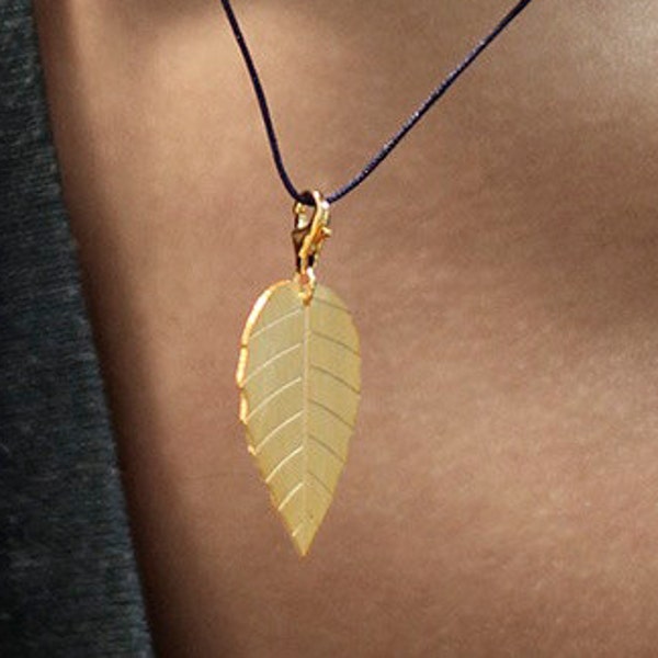 Necklace Gold Leaf Little Leaf Brugmansia Angel's Trumpet Yellow Gold Individual Gift for Her